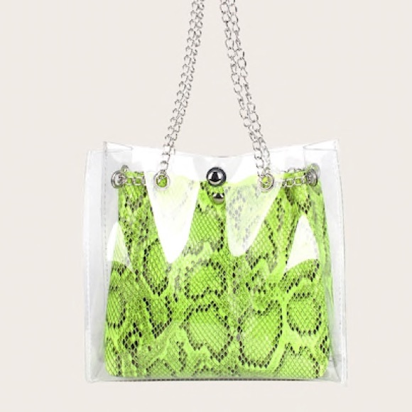 Transparent Neon Lime Snake Handbag - Picture 4 of 8